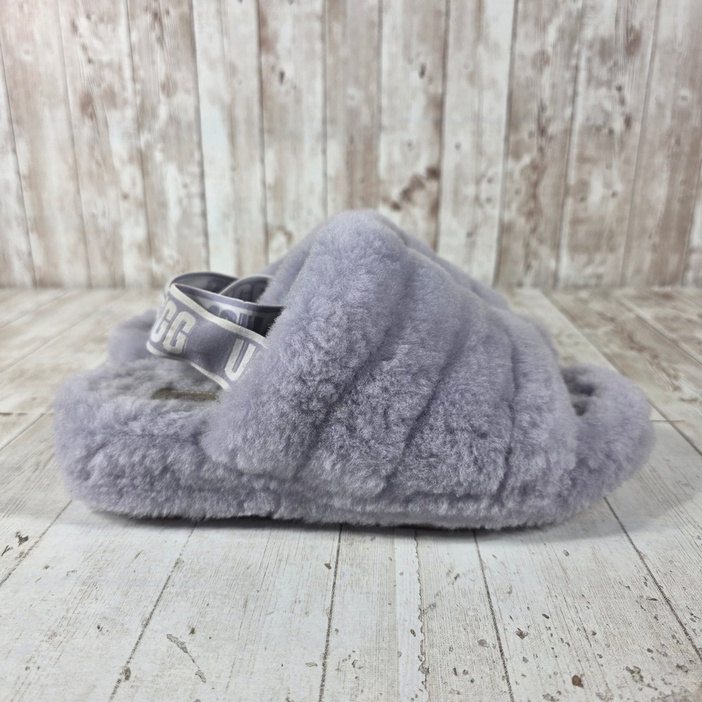 UGG Fluff Yeah Slide Lavender Purple Sheepskin Slingback Sandals 1095119 Women 7